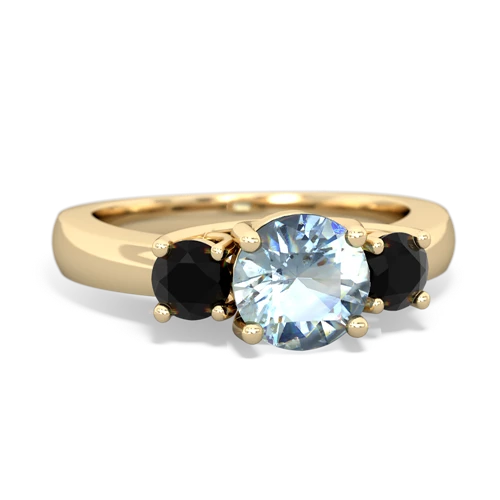 Aquamarine Genuine Aquamarine with Genuine Black Onyx and  Three Stone Trellis ring Ring