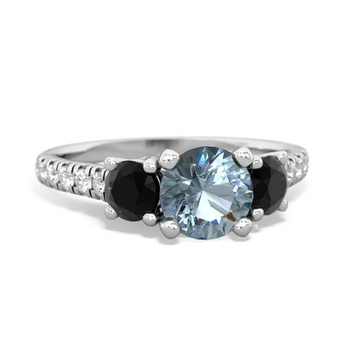 Aquamarine Genuine Aquamarine with Genuine Black Onyx and Genuine Tanzanite Pave Trellis ring Ring