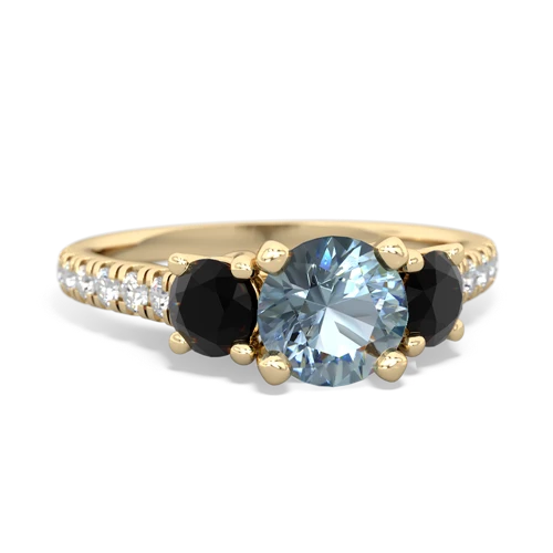 Aquamarine Genuine Aquamarine with Genuine Black Onyx and  Pave Trellis ring Ring