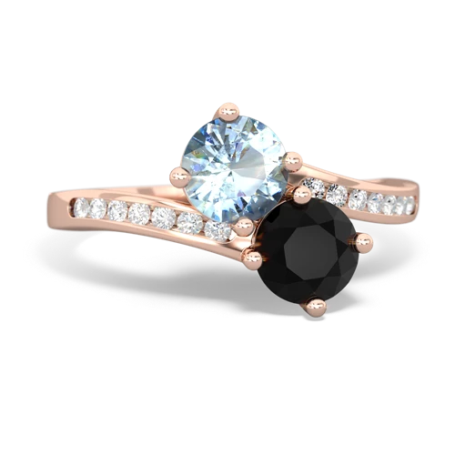 Aquamarine Genuine Aquamarine with Genuine Black Onyx Keepsake Two Stone ring Ring
