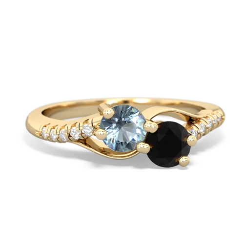 Aquamarine Genuine Aquamarine with Genuine Black Onyx Two Stone Infinity ring Ring