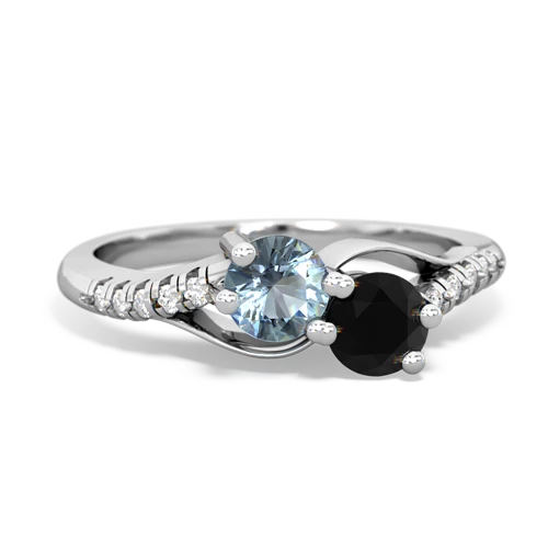 aquamarine-onyx two stone infinity ring