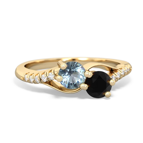 aquamarine-onyx two stone infinity ring