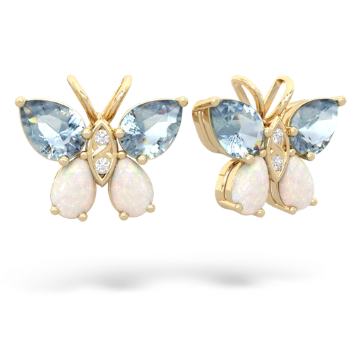 aquamarine-opal butterfly earrings
