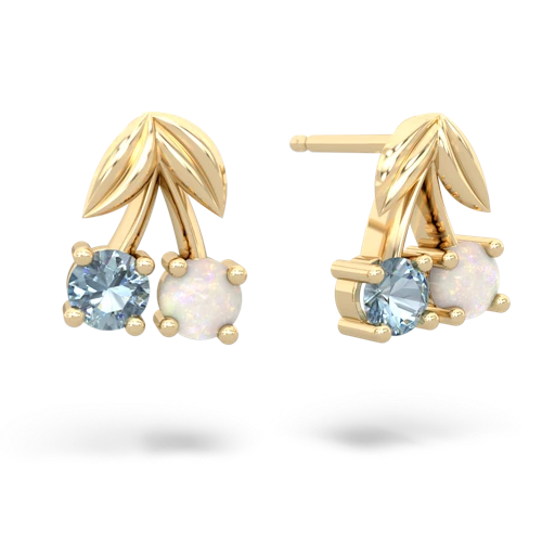 aquamarine-opal cherries earrings