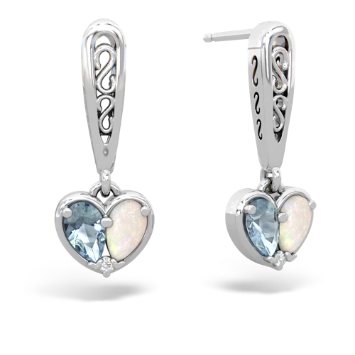 aquamarine-opal filligree earrings