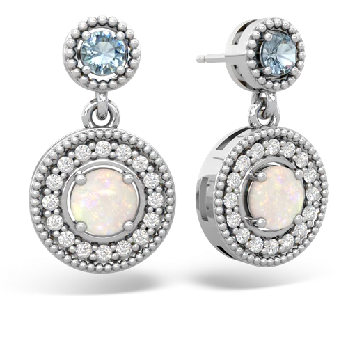 Aquamarine Genuine Aquamarine with Genuine Opal Halo Dangle earrings Earrings