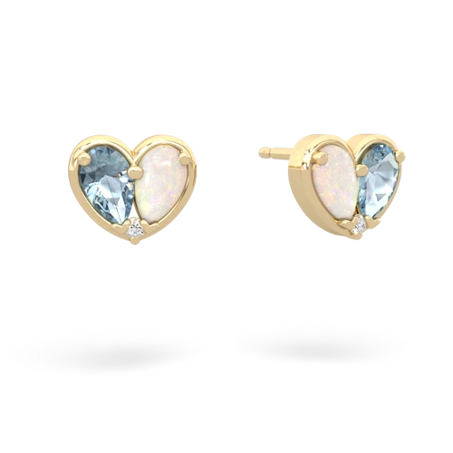 aquamarine-opal one heart earrings