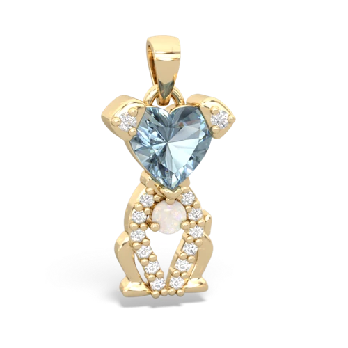 aquamarine-opal birthstone puppy pendant