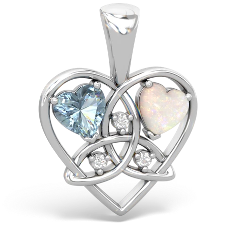 Aquamarine Genuine Aquamarine with Genuine Opal Celtic Trinity Heart pendant Pendant