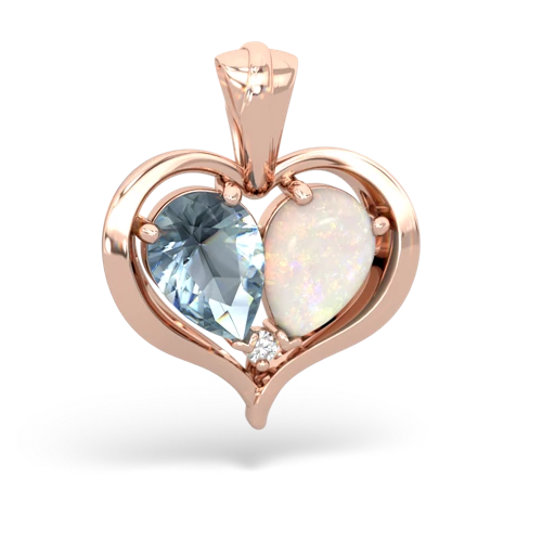 aquamarine-opal half heart whole pendant