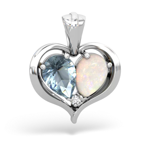 aquamarine-opal half heart whole pendant