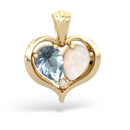 aquamarine-opal half heart whole pendant