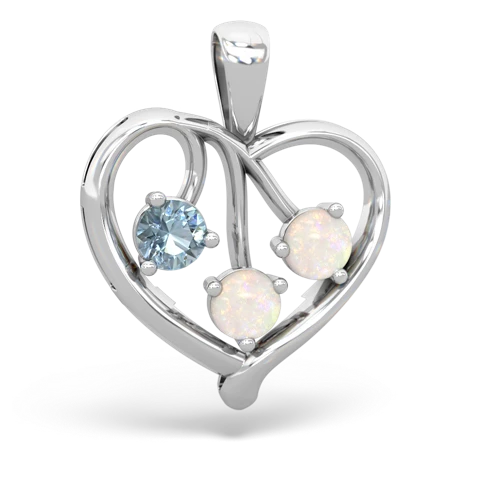 Aquamarine Genuine Aquamarine with Genuine Opal and  Glowing Heart pendant Pendant