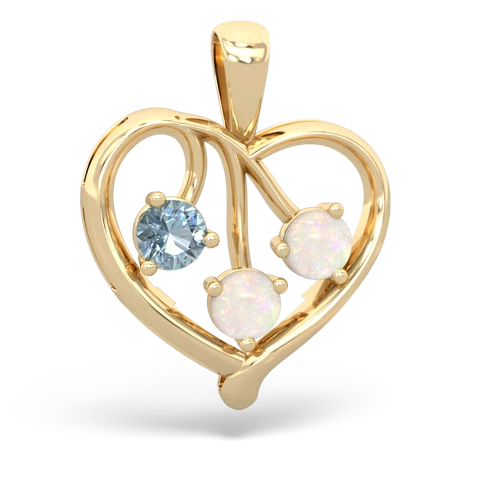 Aquamarine Genuine Aquamarine with Genuine Opal and Genuine Ruby Glowing Heart pendant Pendant