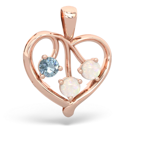 aquamarine-opal love heart pendant
