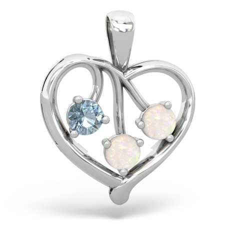 aquamarine-opal love heart pendant