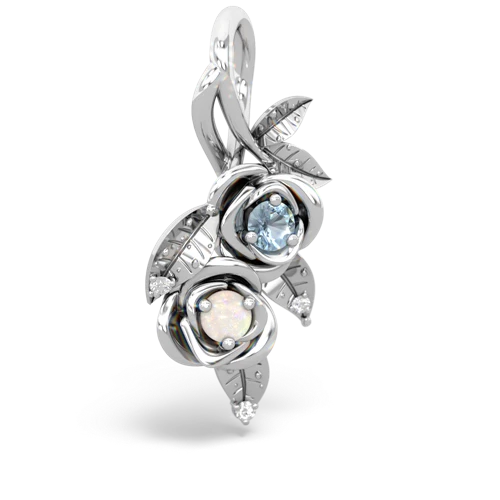 Aquamarine Genuine Aquamarine with Genuine Opal Rose Vine pendant Pendant
