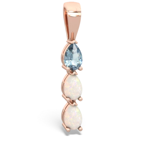 Aquamarine Genuine Aquamarine with Genuine Opal and Lab Created Sapphire Three Stone pendant Pendant