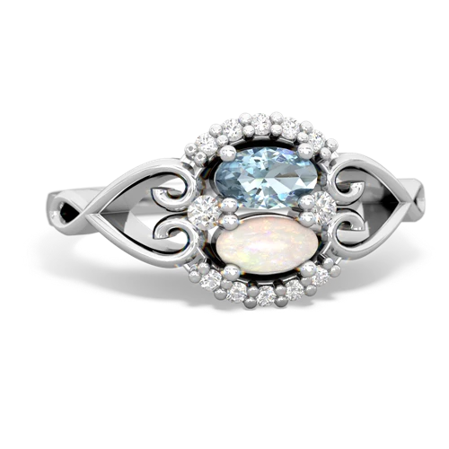 Aquamarine Genuine Aquamarine with Genuine Opal Love Nest ring Ring