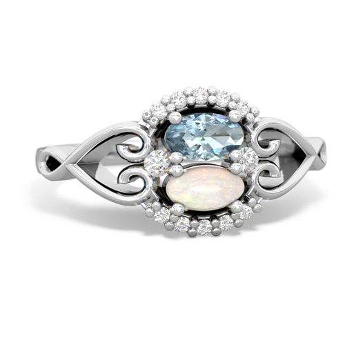 aquamarine-opal antique keepsake ring