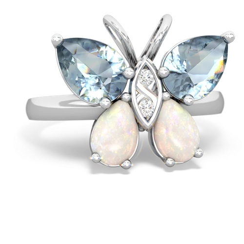 aquamarine-opal butterfly ring