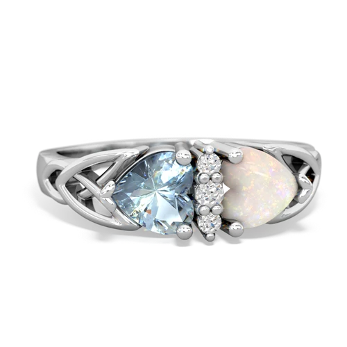 Aquamarine Genuine Aquamarine with Genuine Opal Celtic Trinity Knot ring Ring