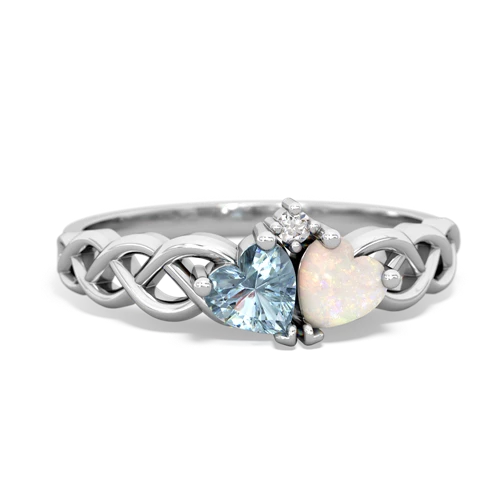 Aquamarine Genuine Aquamarine with Genuine Opal Heart to Heart Braid ring Ring