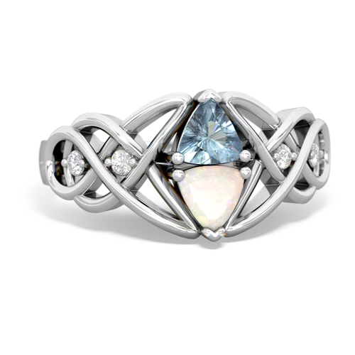 Aquamarine Genuine Aquamarine with Genuine Opal Keepsake Celtic Knot ring Ring