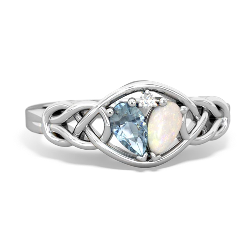 Aquamarine Genuine Aquamarine with Genuine Opal Celtic Love Knot ring Ring