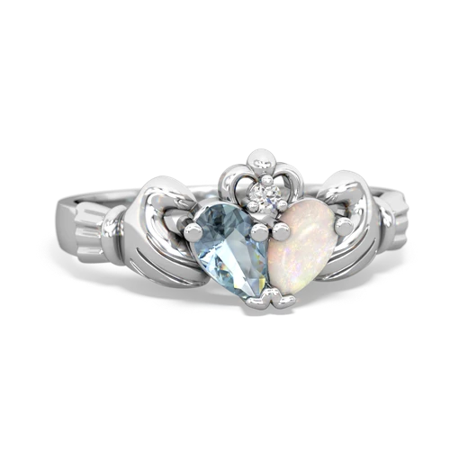 Aquamarine Genuine Aquamarine with Genuine Opal Claddagh ring Ring