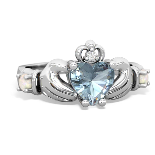 Aquamarine Genuine Aquamarine with Genuine Opal and Genuine Smoky Quartz Claddagh ring Ring