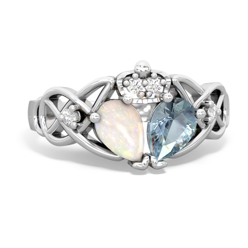 aquamarine-opal claddagh ring