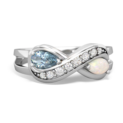 Aquamarine Genuine Aquamarine with Genuine Opal Diamond Infinity ring Ring
