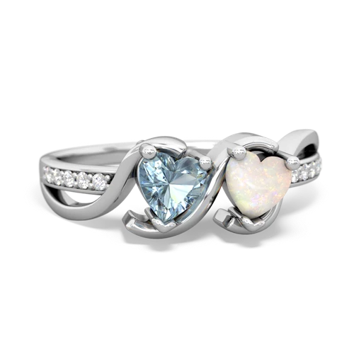 Aquamarine Genuine Aquamarine with Genuine Opal Side by Side ring Ring