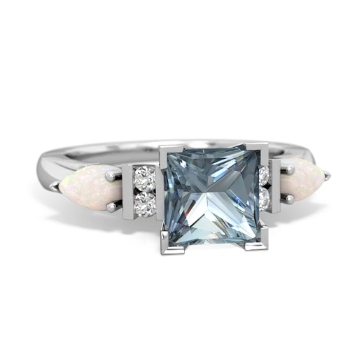 Aquamarine Genuine Aquamarine with Genuine Opal and  Engagement ring Ring