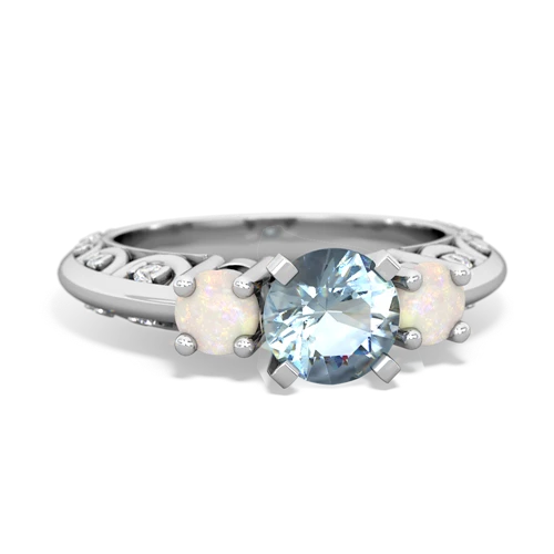 Aquamarine Genuine Aquamarine with Genuine Opal Art Deco ring Ring