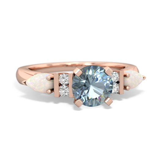 Aquamarine Genuine Aquamarine with Genuine Opal and Genuine Opal Engagement ring Ring