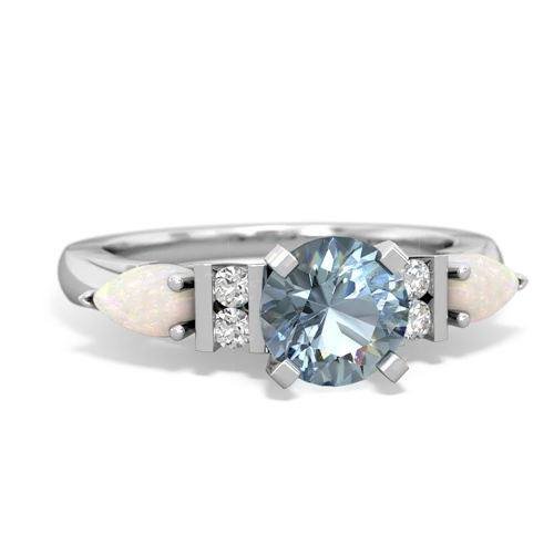 Aquamarine Genuine Aquamarine with Genuine Opal and  Engagement ring Ring