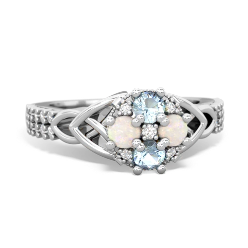 Aquamarine Genuine Aquamarine with Genuine Opal Celtic Knot Engagement ring Ring
