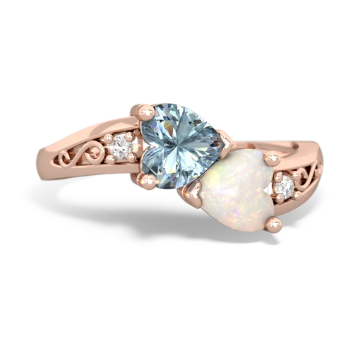 aquamarine-opal filligree ring
