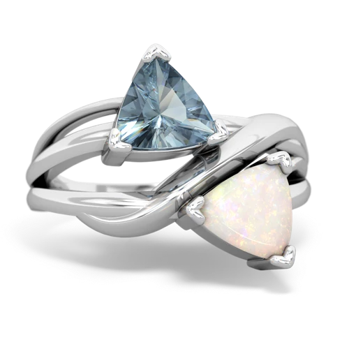 Aquamarine Genuine Aquamarine with Genuine Opal Split Band Swirl ring Ring