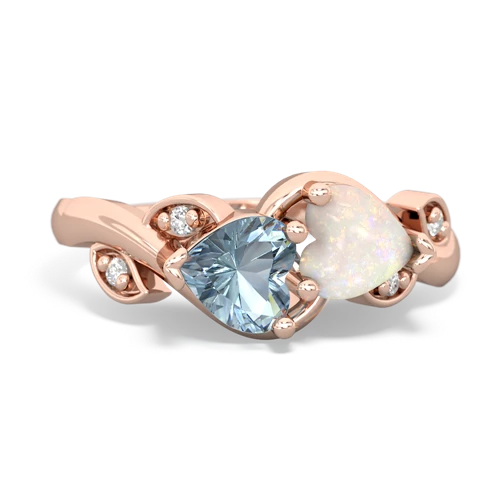 aquamarine-opal floral keepsake ring
