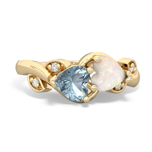 aquamarine-opal floral keepsake ring