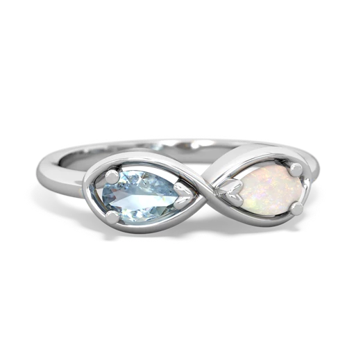 Aquamarine Genuine Aquamarine with Genuine Opal Infinity ring Ring