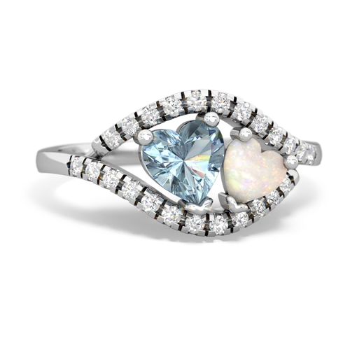 Aquamarine Genuine Aquamarine with Genuine Opal Mother and Child ring Ring