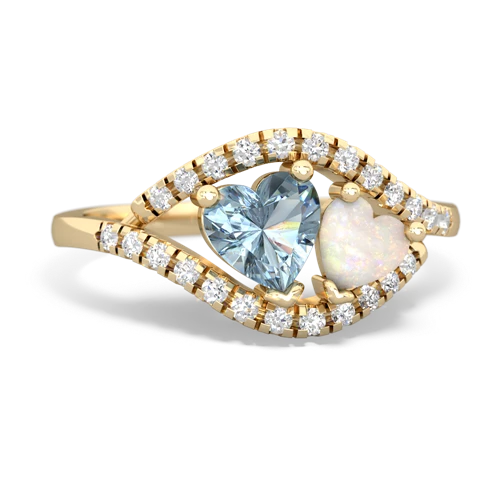 aquamarine-opal mother child ring
