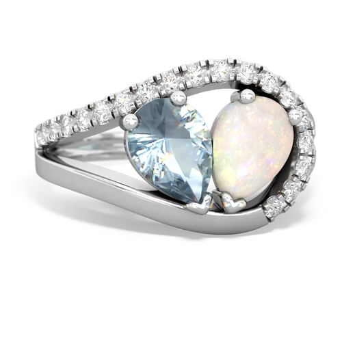 Aquamarine Genuine Aquamarine with Genuine Opal Nestled Heart Keepsake ring Ring