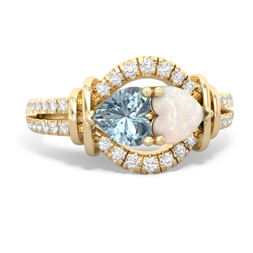 aquamarine-opal pave keepsake ring