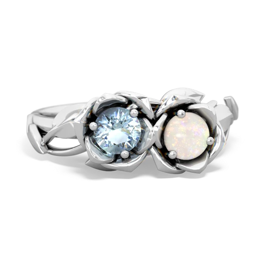 Aquamarine Genuine Aquamarine with Genuine Opal Rose Garden ring Ring